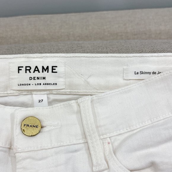 90% NEW WHITE FRAME SKINNY JEANS, SIZE 27 - Picture 3 of 8